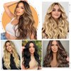 MaopaoBeauty 4PCS 20 Inches Hair Extensions Clip in Long Curly Hair Extensions Natural Thick Hair Pieces for Women (Reddish Brown Mixed Ash Blonde)