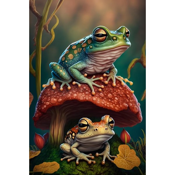 500 Piece Puzzles for Adults,Wooden Puzzles,Mushroom Frog Puzzle-Casual Stress-Relieving Games for Everyone-Perfectly for Home Decor Halloween Decorations