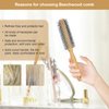 Harewu Round Curling Comb with Original Wooden Handle Made of Pure Beech Wood,Gentle Nylon Bristles,For All Hair Styles,Natural and Gentle Hair Brush (Yellow)