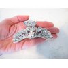 Generic Silver metal flower crystal hair claw clip bridal clip medium/fine hair