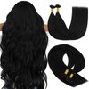 [For Wedding] YoungSee U Tip Hair Extensions Black U Tips Human Hair Extensions Jet Black U Tip Hair Extensions Real Human Hair 22In Keratin Hair Extensions Black Pre Bonded Hair Extension 50s/50g