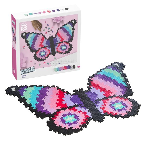 Plus-Plus: Puzzle by Number - Butterfly - 800 Piece - Color to Number Matching, Interlocking Mini Blocks, Construction Building STEM Toy, Kids Ages 7+