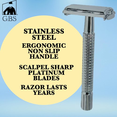 G.B.S Men’s Grooming Shaving Kit for Wet Shaving Butterfly DE Safety Razor, Shaving Brush, Chrome Soap Bowl, Shaving Soap, Brush and Razor Stand With DE Blades