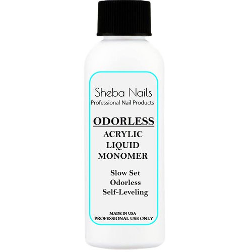 SHEBA NAILS Odorless Acrylic Liquid Monomer - 2oz - Acrylic Nails DIY Nail Extension Perfect For Cosmetology Students To Practice Or Take State Board Exam - Tamper Proof/Evident Seal