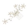 SAMKY Handmade Pearl Flower Rhinestone Crystal Bridal Wedding Tiara Hair Comb - Silver Plated FC016
