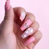 PrettyDiva Pearl Nail Art Stickers 5D Embossed Nail Stickers Pearls Chains Self Adhesive Rhinestones Nail Stickers Manicure Decals Heart Nail Design for Nail Art Decoration