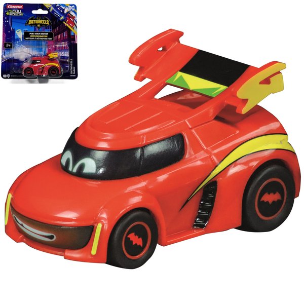 Carrera Pull & Speed 15818403 Official Licensed Kids Batwheels Toy Car Pull Back Vehicle for Ages 3 and Up - Redbird