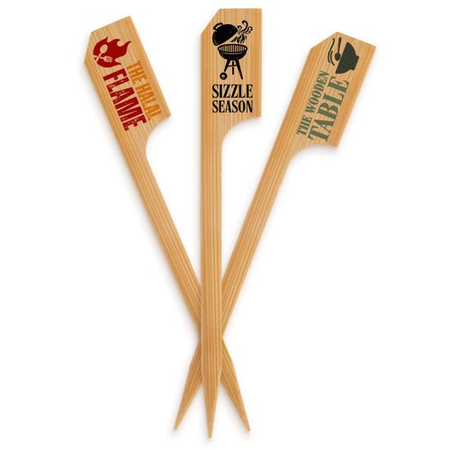 4.7" Custom Double-Wide Bamboo Paddle Picks – Personalized Food Picks – Full-Color Logo Printing – Eco-Friendly for Appetizers, Catering, and Events – 50 Pack