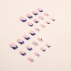 Press on Nails Short Medium Square Nails 24 Pcs, French Blue White Fake Nails with Heart Accents - Glue Nail Kit Reusable Acrylic False Nails for Women, Blue Heart Square