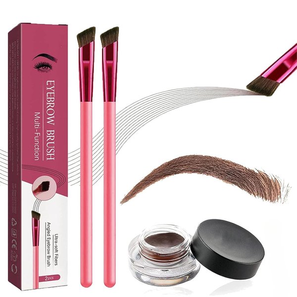 Anjoize Eyebrow Brush,Home Eyebrow Care Kit 4D Laminated,4D Laminated Brow Grooming Kit, Multifunction Ultra-thin Angled Eyebrow Brush with Waterproof Eyebrow Gel (Dark brown+LIGHT BROWN)
