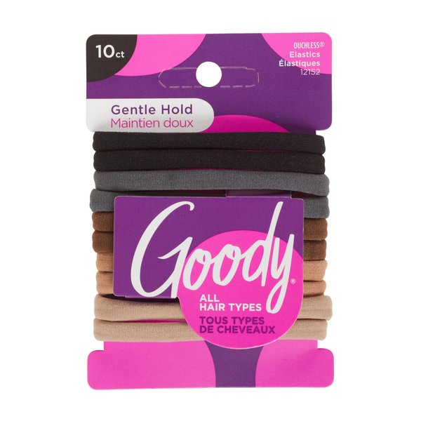 Goody Ouchless Sweat and Stretch Elastics, Multicolor, 10ct