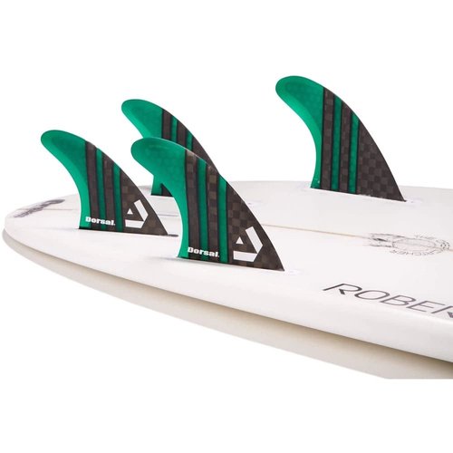 DORSAL Surfboard Fins Quad 4 Set Future Compatible Green Medium Carbon Fiber with Honeycomb Hexcore