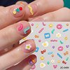Cute Nail Art Stickers Decals 5D Jelly Beans Nail Decals Embossed Fondant Gum Nail Art Supplies Colorful Line Letter Fried Eggs Design Nail Stickers Self-Adhesive Water Drop Star Nail Art Decals 4PCS
