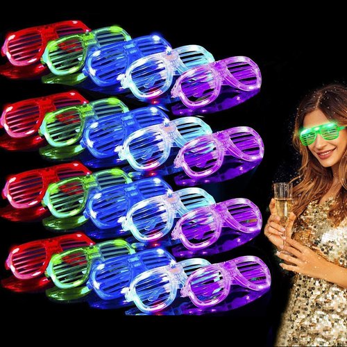 20 Pack LED Glasses Halloween Party Favors, 6 Colors Light Up Glasses Glow In The Dark Party Supplies Shutter Shades Glow Sticks Glasses Neon Sunglasses Halloween Birthday Accessories for Kids Adults