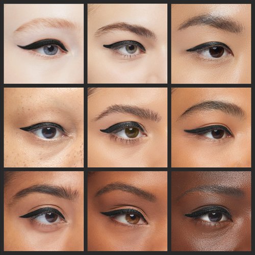 LA PURE Waterproof Liquid Eyeliner Wing Stamp Eyeliner Tool 2x Cat Eye Winged Eyeliner Stamp & Fine Tipped Pen Eyeliner Smudge Proof Black Eye Liner Wing Tool - Black 8mm
