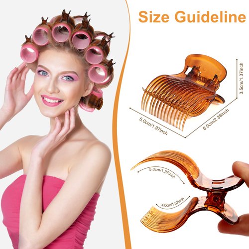 MEDOCA Hot Roller Clips -10PCS Hair Roller Clips - Hair Curler Claw Clip - Replacement Roller Clips for Women Girls Hair Section Styling - Brown
