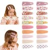 JIAHANG 20Pcs Baby Girls Floral Print Hair Clips in Pair, Non Slip Hairpins Cotton Snap Hair Barrettes Thin Thick Hair Accessories for Toddlers Kids(color A)