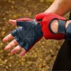 PRIME SPORTS Leather Padded Mesh Fingerless Weight Lifting Exercise Gym Wheelchair Gloves Black/Red Wlg-021 (Medium)