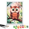 Nariolar Paint by Numbers for Kids Ages 4-8 with 7X9.5 inch Pre-Printed Cardboard,12 Acrylic Paint Pots and 3 Painting Brushes, Craft Gift Room Decor for Children,(Cute Owl)