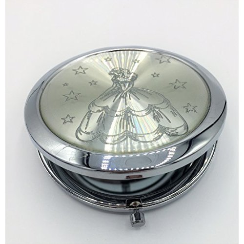 sofia's gift and craft0715 Quinceanera Favors Sweet 16 Double Compact Mirror Set of 12 Silver Princess Recuerdos de quinceanra Espejos