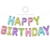 TONIFUL Happy Birthday Balloons Banner with Ribbon Straw, 16 Inch Mylar Letters Birthday Sign Banner Balloon Bunting Reusable for Girls Boys Kids & Adults Birthday Halloween Supplies（Rainbow）
