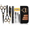 Jecudi Professional Hair Cutting Scissors Set - Handmade Japanese Stainless Steel, includes Barber Scissors, Hair Shears, Tweezers, Razor, 10 Blades, Comb, 2 Hair Clips & Cleaning Cloth.
