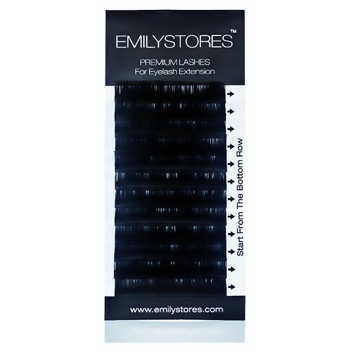 EMILYSTORES Eyelash Extensions 0.25mm Thickness C Curl Length 9mm Silk Mink Fake Eye Lashes In One Tray