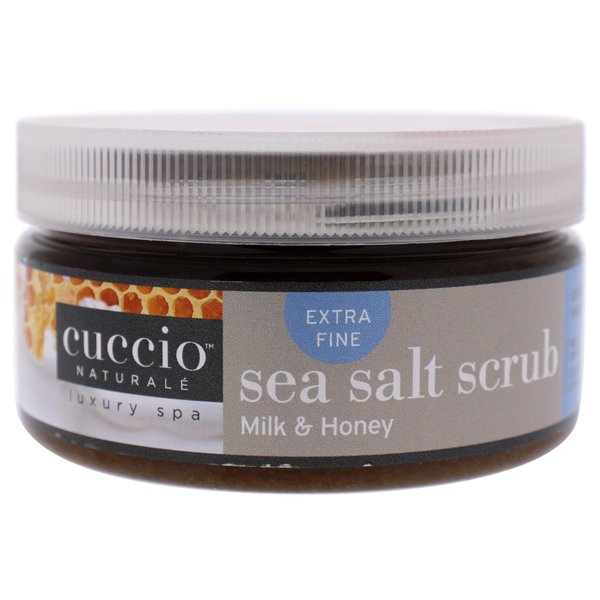 Cuccio Naturale Sea Salt Scrub - Extra Fine - Gently Exfoliates To Remove Dead Skin Cells - Leaves Skin Supple, Radiant And Youthful Looking - Paraben And Cruelty Free - Milk And Honey - 8 Oz