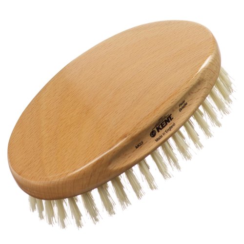 Kent MG3 Natural Boar Bristle Brush for Men's Grooming - 360 Wave, Beard Straightener and Scalp Care