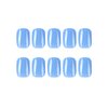 Blue Press on Nails Extra Short Fake Nails Square Petite Solid Color Acrylic Nails Baby Blue Short False Nails with Designs Light Blue Reusable Artificial Stick on Nails for Women Girls DIY Manicure