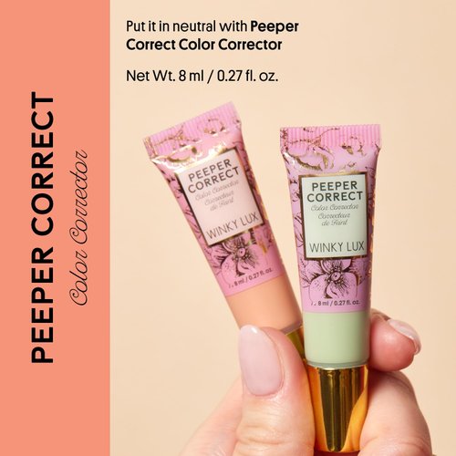 Winky Lux Peeper Correct Peach Color Corrector, Neutralizes Dark Areas - Tinted Creamy Color Corrector for Smooth & Even Complexion with Vitamin E & Hyaluronic Acid, Vegan & Cruelty Free