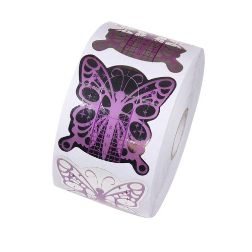 BeautyLeader 500Pcs Nail Form Pruple Bufferfly Shape Nail Art Guide Form Acrylic Tips UV Gel Extension Stickers Guide Stencil Manicure Tools for Nail Polish Guide