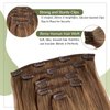 Balayage Hair Extensions Clip in Human Hair Blonde Highlighted Clip in Extensions Real Human Hair Brown and Caramel Blonde Highlight Invisible Clip in Hair Extensions with Full Ends 15 Inch 70G 5PCS