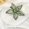 Casdre Flower Bride Wedding Hair Comb Silver Green Rhinestone Bridal Hair Piece Crystal Evening Party Hair Accessories for Women and Girls