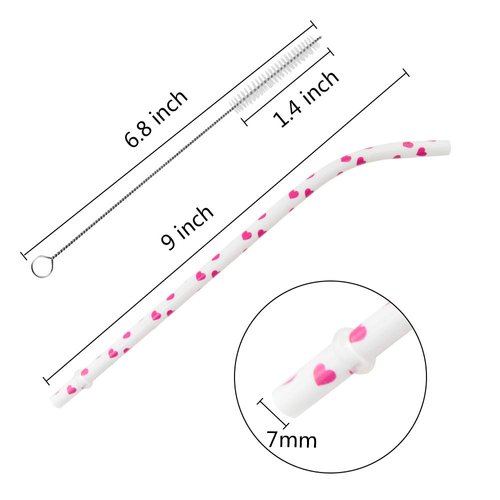 SUBANG 50 Pack Bent Reusable Straws, BPA-Free, 9" Colorful Hard Plastic Stripe Drinking Straw for Mason Jar Tumbler, Family or Party Use With Cleaning Brush