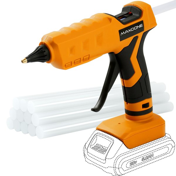 Cordless Hot Glue Gun 100W for dewalt 20V Battery Handheld Wireless Power Glue Gun Full Size with 12pcs Glue Sticks(0.43") for Art DIY Craft Home Repair School(Battery Not Included)