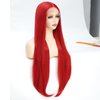 X-TRESS 32 Inch Red Lace Front Wig 13x4 Staight Hd Lace Front Wig Red Wigs For Wome Glueless Wigs Pre Plucked Baby Hair 180 Density Synthetic Lace Front Wigs Cosplay