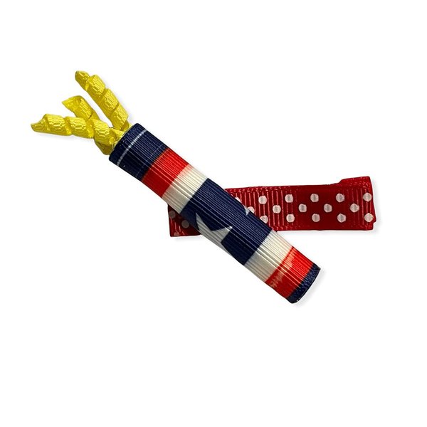 Patriotic Hair Clip, Patriotic Decor, Ribbon Sculpture, Girls Hair Accessory, Preppy Gifts, July 4th Hair Clip, Firecracker, Fireworks