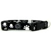 K9 Bytes Black & White Swirl Paws Soft Adjustable Dog Collar with Quick Release Buckle Small