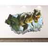 T-Rex Dinosaur Wall Decal Art Decor 3D Jungle Smashed Sticker Poster Kids Room Mural Custom Gift BL175 (42"W x 24"H)
