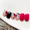 Short Square Press on Nails Halloween Fake Nails Glossy False Nails Pink Black Acrylic Nails Ghost Spider Artificial Nails Full Cover Star Bat Stick on Nails Cute Glue on Nails for Women Manicure
