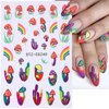 6 Sheets Iridescent Nail Art Stickers 3D Self Adhesive Holographic Nail Stickers Irregularity Abstract Eyes Nail Decals Rainbow Mushroom Star Moon Nail Design Stickers for Women DIY Acrylic Nail Art