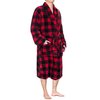 Mens Fleece Plaid Robe - Soft, Warm, Long Bathrobe with Shawl Collar and Pockets