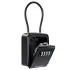 ORIA Key Lock Box, 4 Digit Combination Lock Box, Key Safe Box with Removable Chain for Indoor Outdoor Use, Black