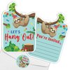 REWIDPARTY Sloth Birthday Party Invitations with Envelopes & Stickers（Set of 15） Sloth Shaped Fill-in Invitations Let's Hang Out Sloth Party Invites Boy or Girl Sleepover Themed Celebration Supplies