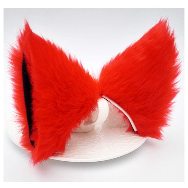 Cat Ears Hair Clips Fox Ears Barrettes Women Furry Fur Cat Headpiece Holiday Hair Pins Sweet Halloween Party Decoration Headband Anime Cosplay Costume Kitty Kitten Hair Accessories Red - Black