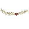 Happy 60th Birthday Banner, Gold Glitter 60 Years Old Boy or Girl Party Decorations, Cheers to 60 Years 60th Anniversary Supplies ZGMJ