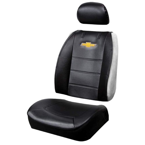 Plasticolor 008599R01 Chevy Chevrolet Logo Universal Fit Car Truck or SUV Sideless 3-Piece Seat Cover w/Head Rest , Black