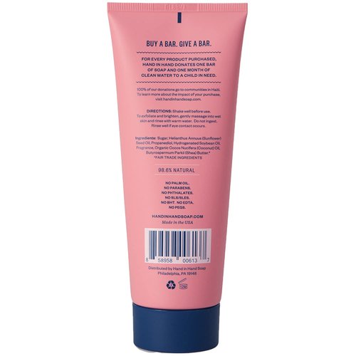 Hand in Hand Sugar Scrub, Gentle Exfoliation For All Skin Types, 9 Ounce, Bergamot & Crisp Basil, Cactus Blossom Scent, Single