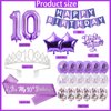 Purple 10th Birthday Decorations for Girls, Includes Happy Birthday Banner, Balloons, Silver Crown, Lavender Glitter Double Digits 10 Cake Topper and It’s my 10th Birthday Sash, 10th Birthday Gifts